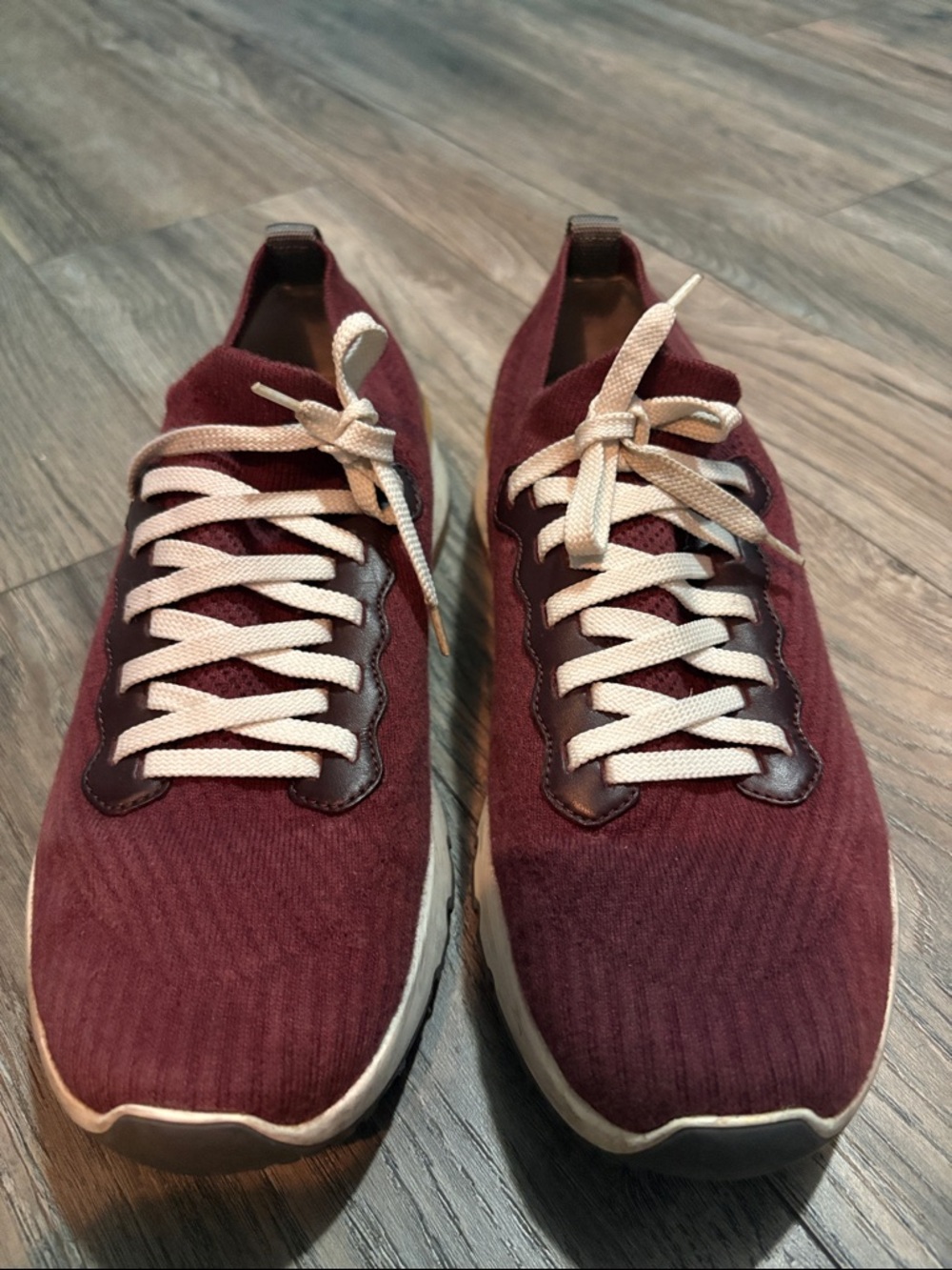 Brunello Cucinelli Burgundy Knit Sneakers